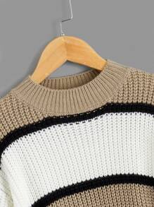 SHEIN Girls Colourblock Drop Shoulder Jumper - Multicolor - View 5