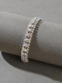 Vòng đeo tay trang trí bằng đá rhinestone - Bạc - Xem 2