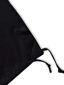 Manfinity Hypemode 男士側翻蓋口袋腰部抽繩工裝褲 - 黑色 - 查看 3