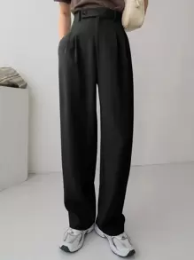 Dazy-Less 直筒女士商务休闲纯色正装长裤