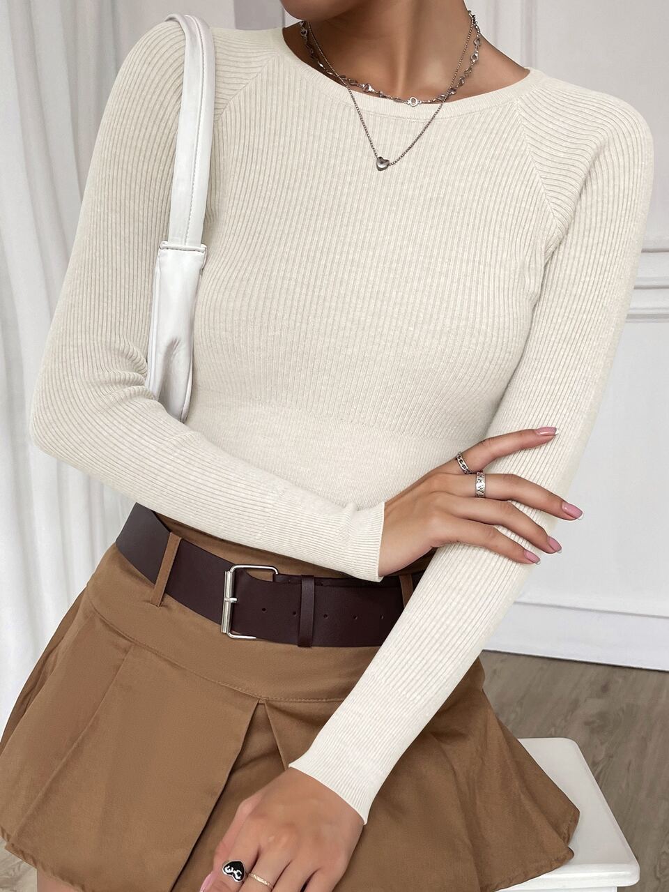 Raglan Sleeve Crop Sweater