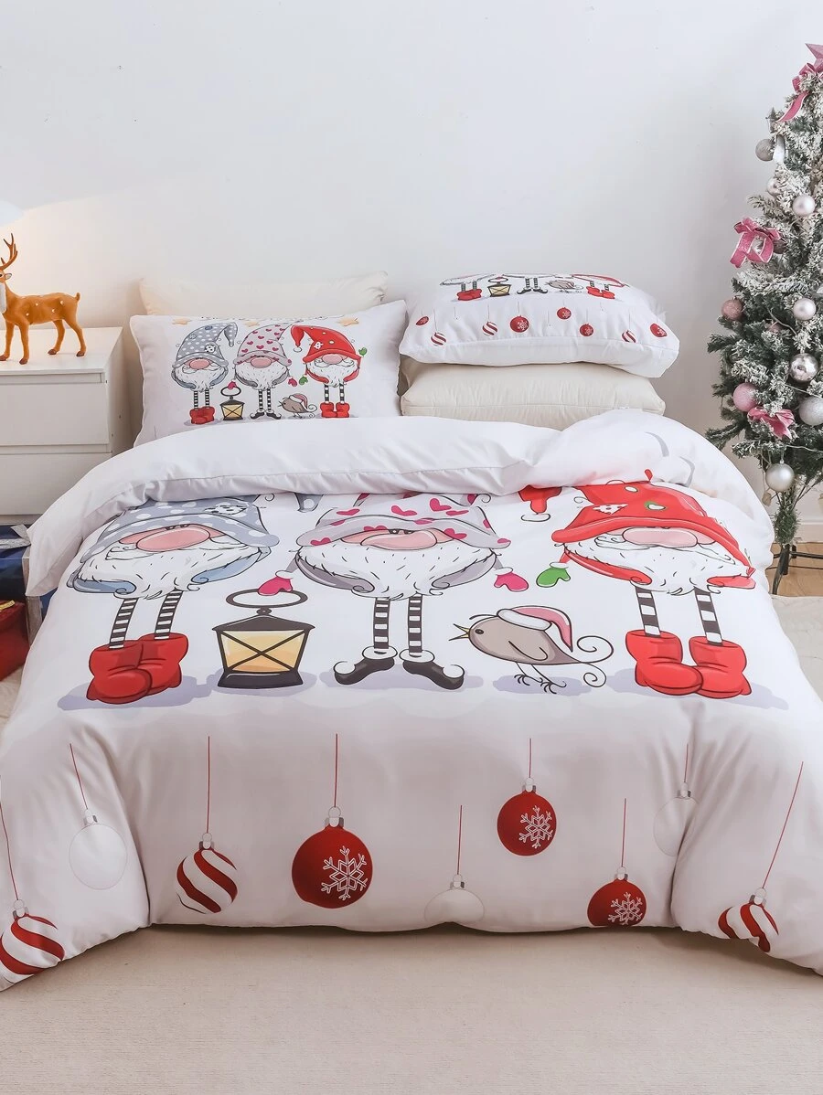 Christmas Gonk Pattern Duvet Cover Set Without Filler - Multicolor - View 1