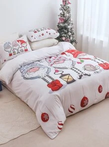 Christmas Gonk Pattern Duvet Cover Set Without Filler - Multicolor - View 3