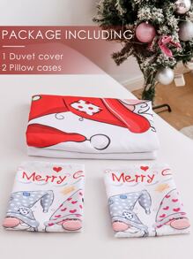 Christmas Gonk Pattern Duvet Cover Set Without Filler - Multicolor - View 7