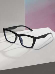 Women's Square Black Plastic Frame Glasses - Stylish And Practical, Ideal For Computer Reading, Gaming, TV And Mobile Use, Non - Prescription. - Black - View 3