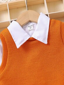 小女童背心上衣和襯衫和腰帶長褲