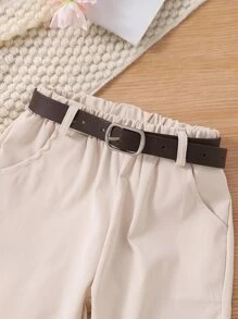 小女童背心上衣和襯衫和腰帶長褲