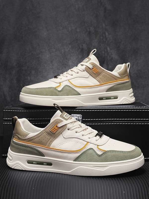 Herren-skateschuhe Zum Schnüren In Farbblock, Lässige Schuhe Für Herren