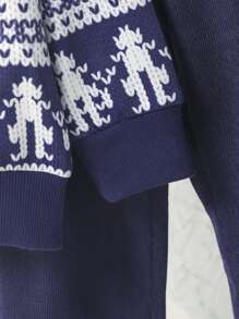 小男童圖案印花夾克和褲子 - 藍白色 - 查看 3