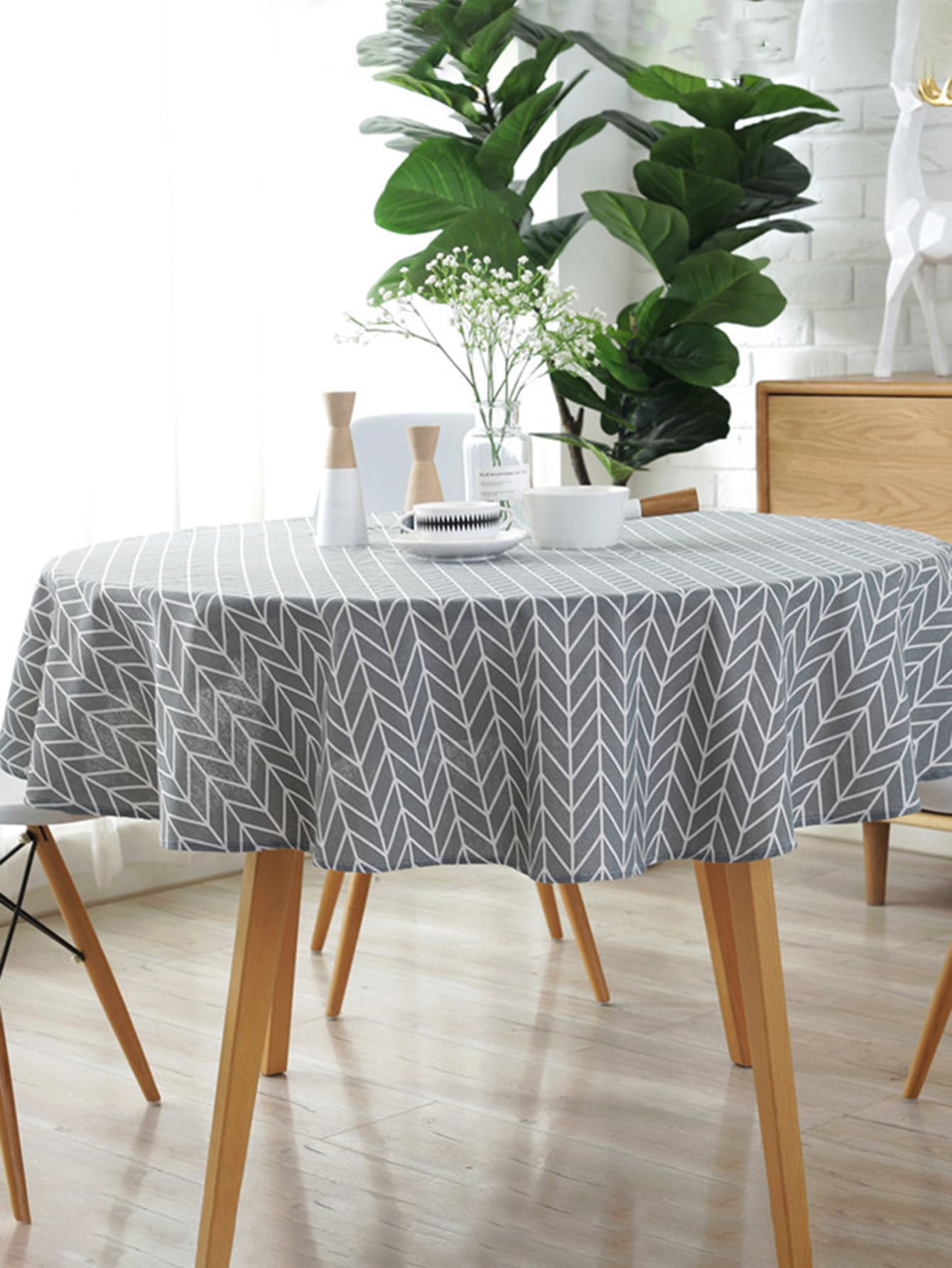 Mantel con patrón geométrico - Gris - Ver 1