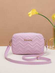 Túi Crossbody Nữ In chữ V Lá thư Có thể điều chỉnh được Đúng mốt - Màu tím - Xem 1