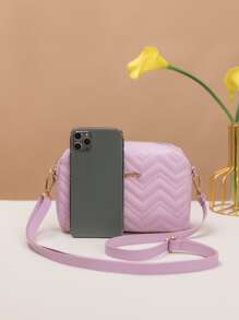 Túi Crossbody Nữ In chữ V Lá thư Có thể điều chỉnh được Đúng mốt - Màu tím - Xem 4