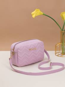 Túi Crossbody Nữ In chữ V Lá thư Có thể điều chỉnh được Đúng mốt - Màu tím - Xem 5