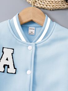 SHEIN 小男童字母貼布保暖學院風夾克