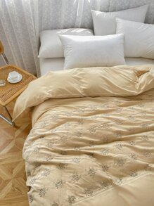 Floral Embroidered Duvet Cover Without Filler