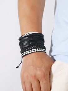 Hombres 30 piezas/set Pulsera árbol & con diseño de ala - Negro - Ver 4