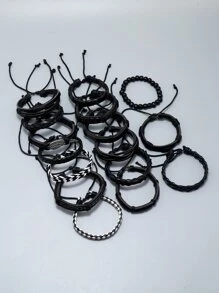 Hombres 30 piezas/set Pulsera árbol & con diseño de ala - Negro - Ver 6