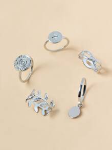 5 chiếc vòng trang trí hình tròn & lá - Bạc - Xem 2