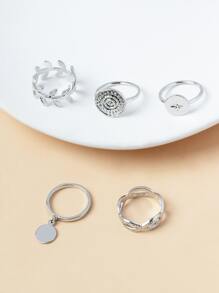 5 chiếc vòng trang trí hình tròn & lá - Bạc - Xem 3