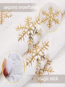 1pc Snowflake Pattern Christmas Tree Skirt,Christmas - White - View 4