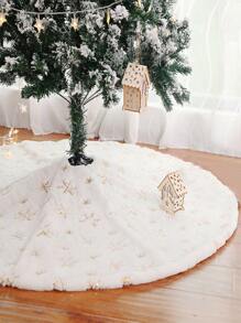 1pc Snowflake Pattern Christmas Tree Skirt,Christmas - White - View 5