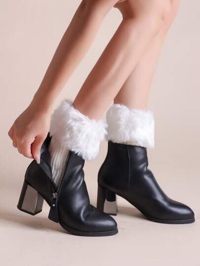 毛絨裝飾腿部保暖套