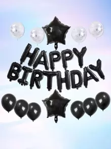 12 piezas Globo decorativo de fiesta de cumpleaños - Negro - Ver 1
