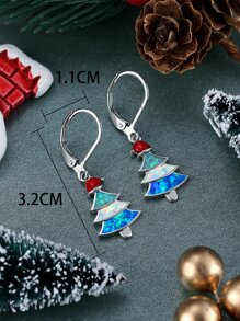 Christmas Hat & Tree Drop Earrings - Multicolor - View 3