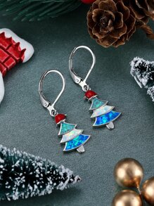 Christmas Hat & Tree Drop Earrings - Multicolor - View 4