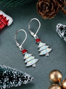 Christmas Hat & Tree Drop Earrings - Multicolor - View 3