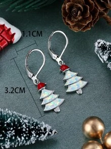 Christmas Hat & Tree Drop Earrings - Multicolor - View 4
