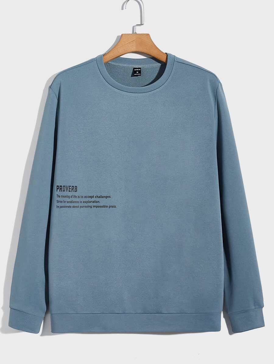 Manfinity RebelGame Men Slogan Graphic Pullover - Dusty Blue - View 1
