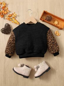 SHEIN Bé Áo nỉ In hoa Báo Giải trí - màu đen - Xem 1