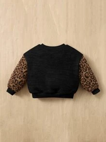 SHEIN Bé Áo nỉ In hoa Báo Giải trí - màu đen - Xem 2