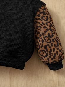 SHEIN Bé Áo nỉ In hoa Báo Giải trí - màu đen - Xem 3