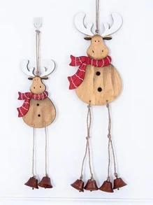 1pc Christmas Elk Design Wall Hanging - Multicolor - View 1