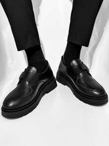 Men Buckle Decor Monk Strap Shoes - Black - View 3