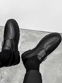 Men Buckle Decor Monk Strap Shoes - Black - View 5