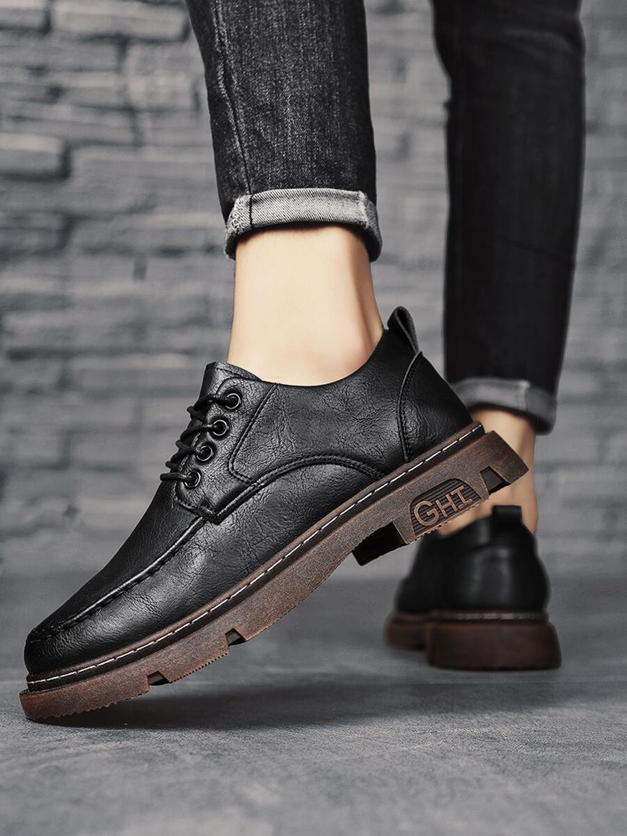 Hombres Zapatos oxford con cordón delantero - Negro - Ver 1