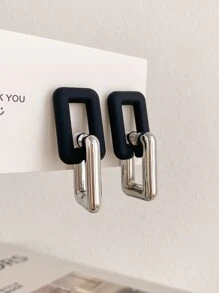 1pair Fashionable Geometric Earrings For Commuting And Party - Multicolor - View 9
