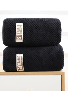 1 pieza Toalla de baño con slogan con diseño de etiqueta - Negro - Ver 1