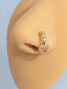 Đồng Đính Đá Cubic Zirconia Trái Tim Trang Trí Vòng Mũi Cho Nam Và Nữ, Punk Xuyên, Một Món Quà Trang Sức Cơ Thể Thời Trang Cho Bất Kỳ Dịp Nào - Vàng - Xem 1