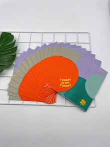 20 piezas Servilleta desechable con estampado de letra de color combinado - Multicolor - Ver 3