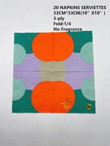 20 piezas Servilleta desechable con estampado de letra de color combinado - Multicolor - Ver 4