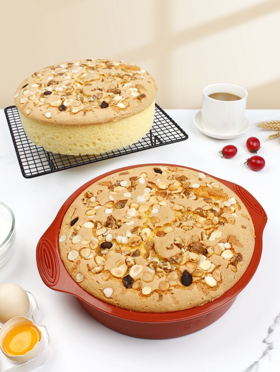 SHEIN Basic living 1 pieza Molde para pastel redondo de silicona antiadherente de 9 pulgadas, forro de cocina para freidora de aire, papel para freidora de aire, freidora de aire - Rojo - Ver 1