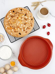 SHEIN Basic living 1 pieza Molde para pastel redondo de silicona antiadherente de 9 pulgadas, forro de cocina para freidora de aire, papel para freidora de aire, freidora de aire - Rojo - Ver 2