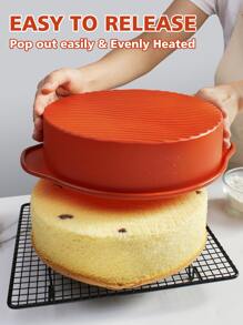 SHEIN Basic living 1 pieza Molde para pastel redondo de silicona antiadherente de 9 pulgadas, forro de cocina para freidora de aire, papel para freidora de aire, freidora de aire - Rojo - Ver 6