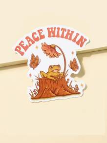 Mystic Sunshine 1sheet Frog & Letter Graphic Laptop Protective Sticker - Multicolor - View 2