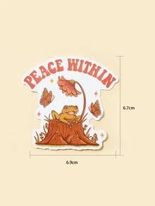 Mystic Sunshine 1sheet Frog & Letter Graphic Laptop Protective Sticker - Multicolor - View 4