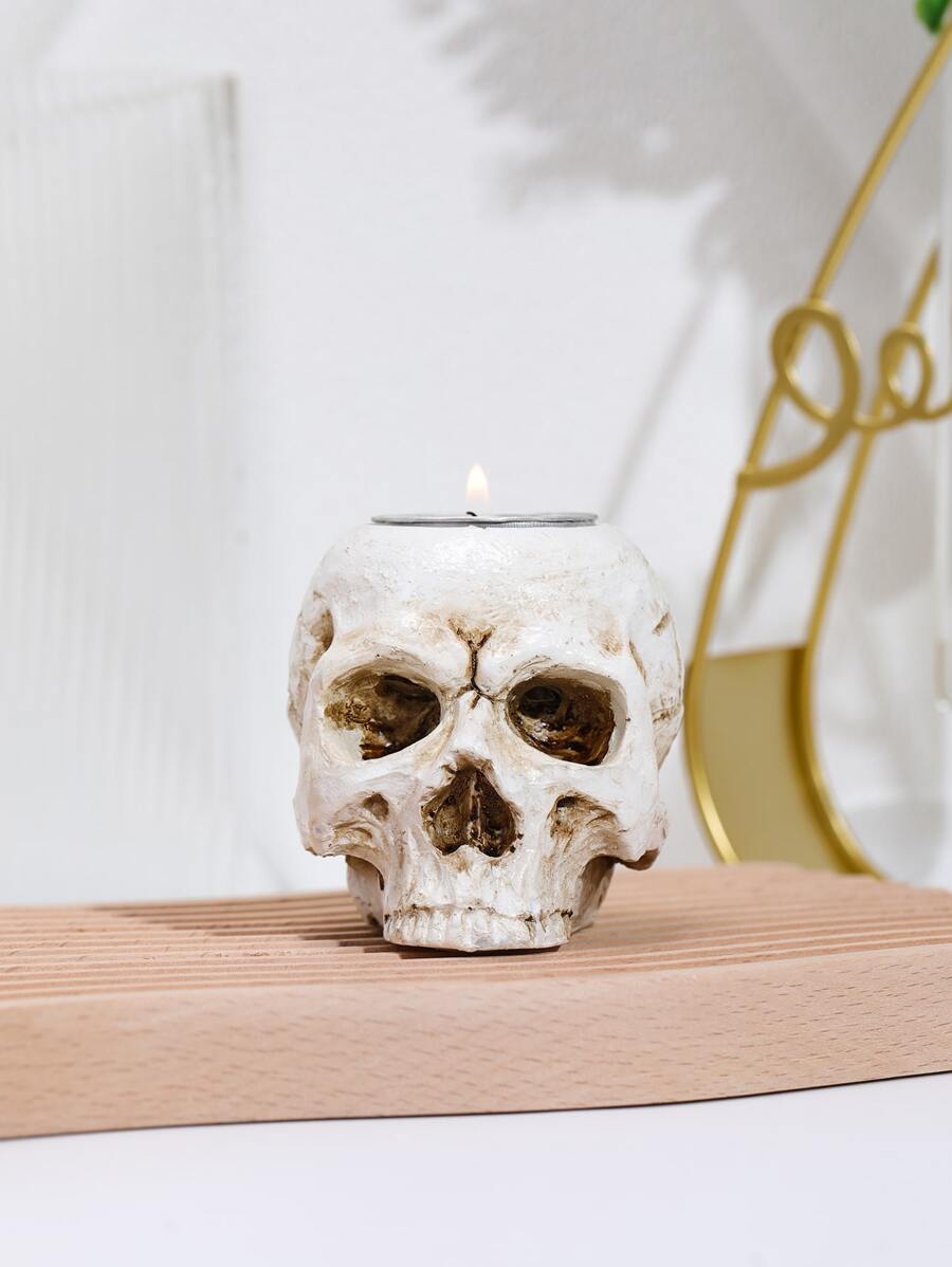 1pc Skull Shaped Candle Holder Gifts Birthday Graduation - White - View 1